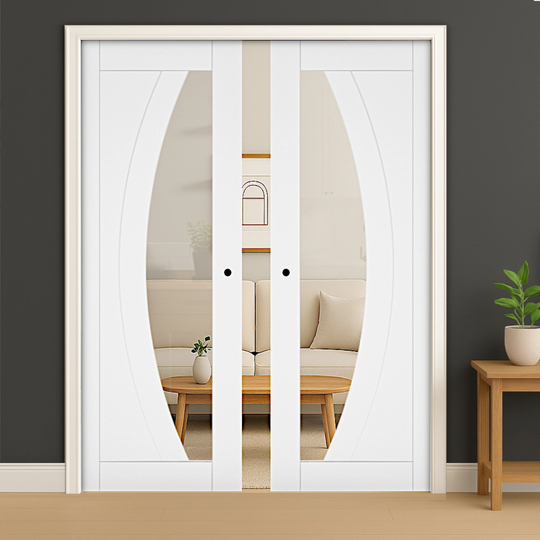 Ravello White Glazed Double Pocket Door Set