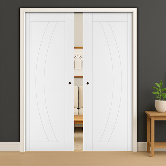 Ravello White Double Pocket Door Set