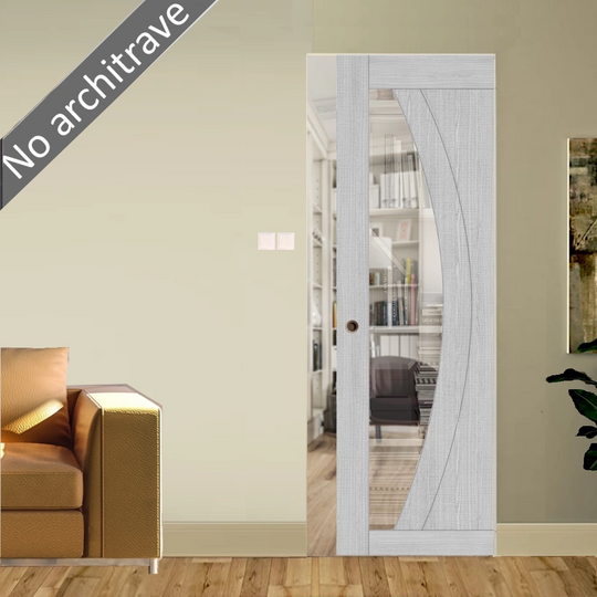 Ravello Light Grey Glazed Flush Pocket Door Set