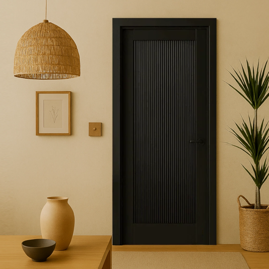 Black Ravenne Reeded Fire Door