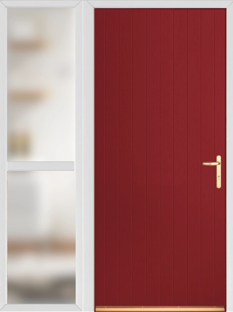 Red Tongue and Groove External Fire Door Set with Sidelight