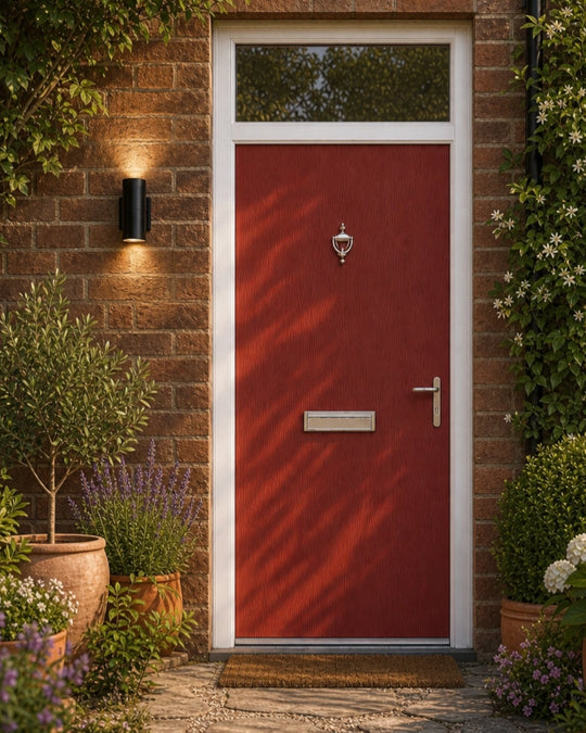 Redwood Modern Flush External Fire Door Set with Fanlight