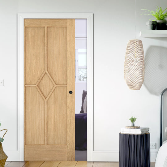 Oak Reims 5 Panel Pocket Door System