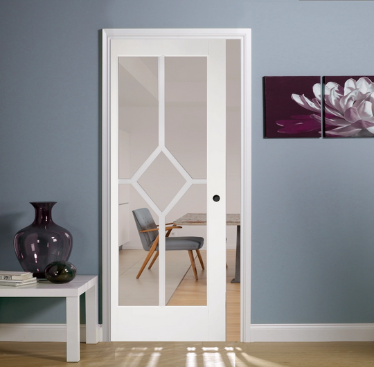 Reims White Clear Glazed Pocket Door Set