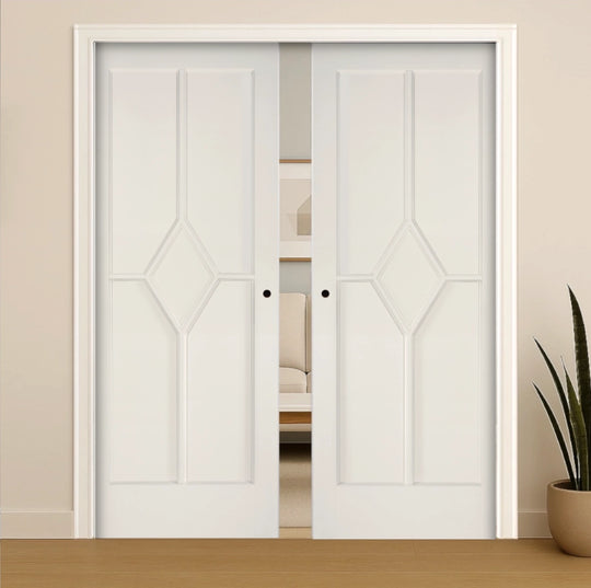 Reims White Primed Double Pocket Door Set