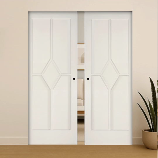Reims White Flush Double Pocket Door Set