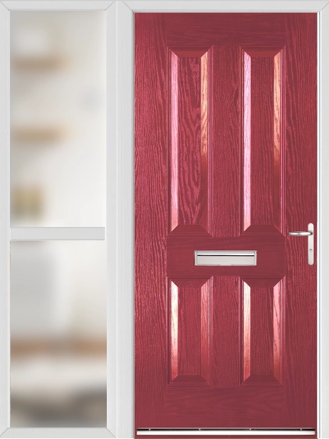 Richmond Red External Fire Doorset with Sidelight