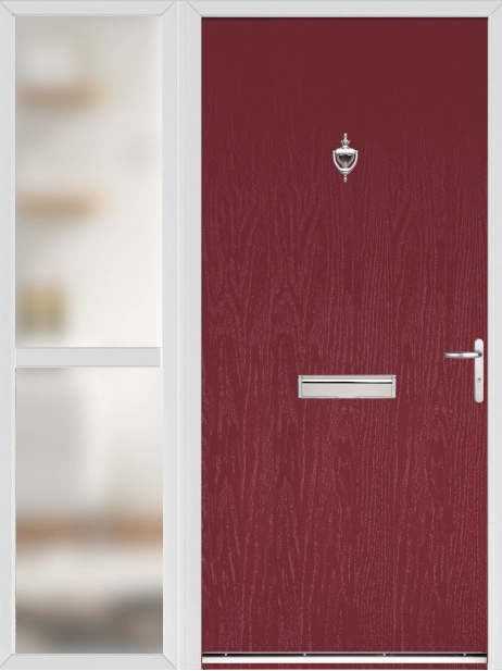 Rosewood Modern Flush External Fire Door Set with Sidelight