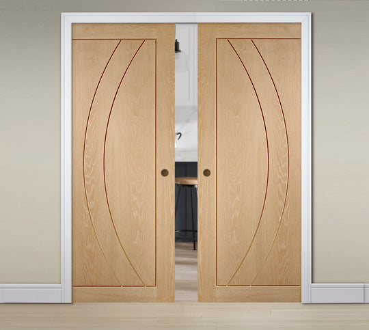 Salerno Oak Double Pocket Door System