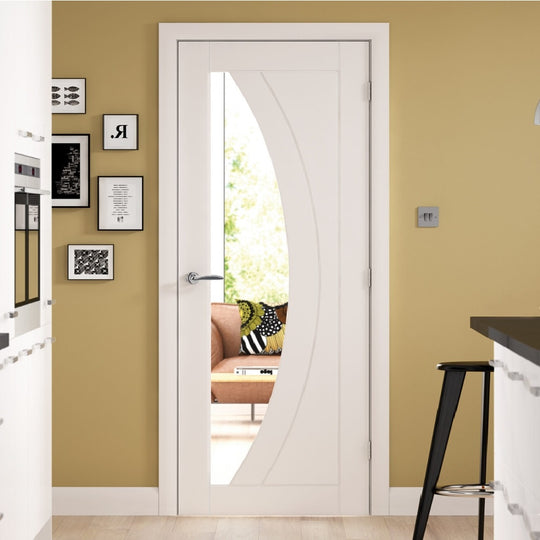 Salerno White Primed Glazed Fire Door