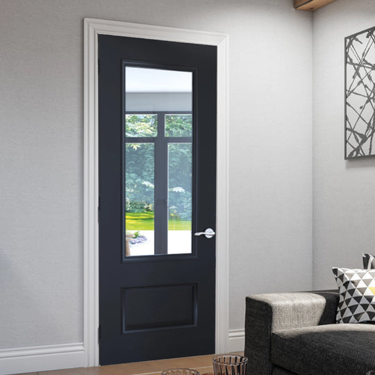 Sandringham 2 Panel Black Clear Glazed Fire Door