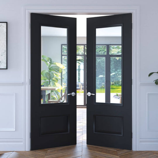 Sandringham 2 Panel Black Clear Glazed Door Pair