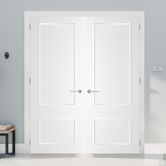 Sandringham 2 Panel White Primed Door Pair