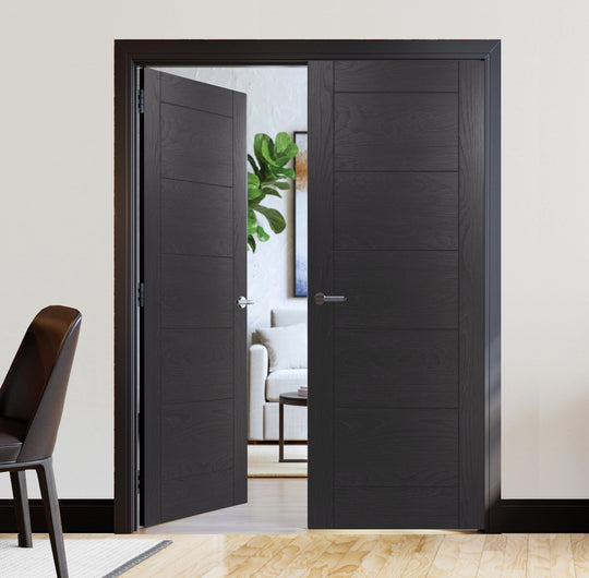 Seville Brushed Black Oak Door Pair