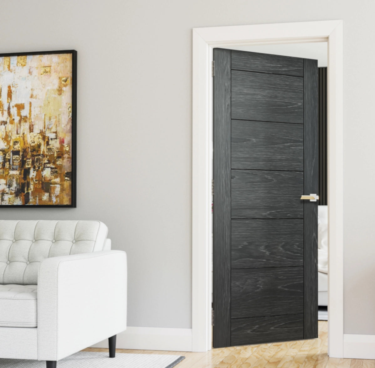 Seville Brushed Black Oak Internal Door – Emerald Doors