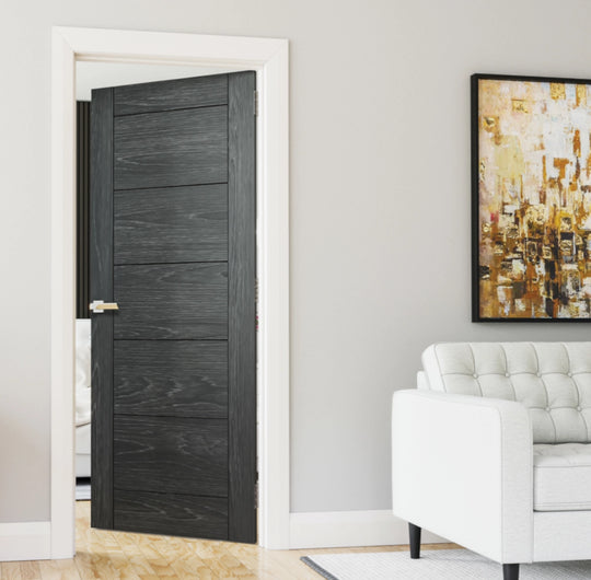 Seville Brushed Black Oak Fire Door