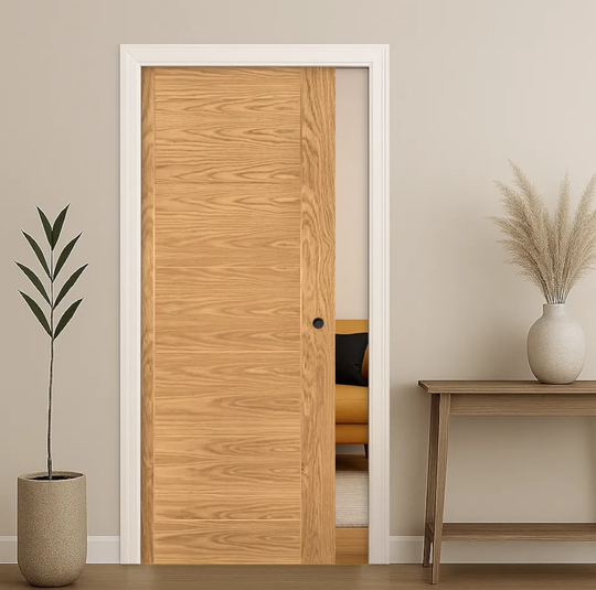 Seville Oak Pocket Door Set Fully Finished