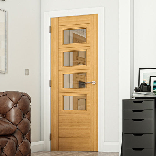 Seville Oak 4 Light Clear Glazed Internal Door