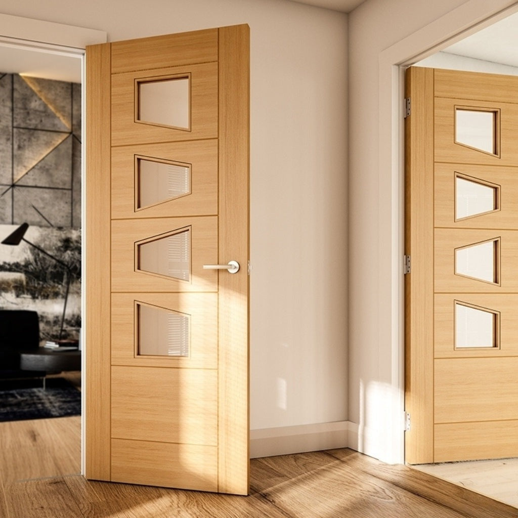 Buy Seville Oak Internal Door Clear Glazed | Emerald Doors