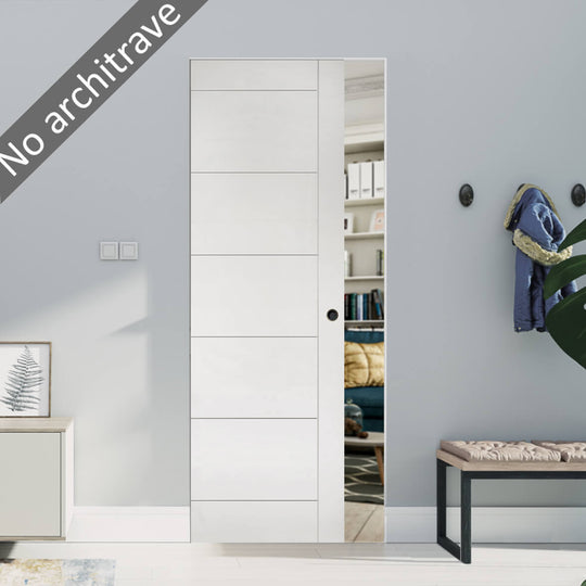 Seville White Flush Pocket Door Set