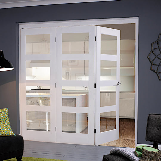 White Shaker Clear Glazed Bifold Doorset