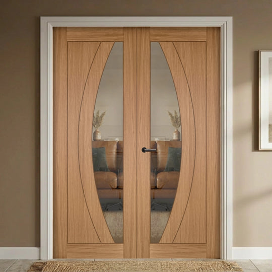 Sicily Oak Clear Glazed Door Pair Fully Finished