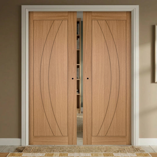 Sicily Oak Double Pocket Door System Fully Finished