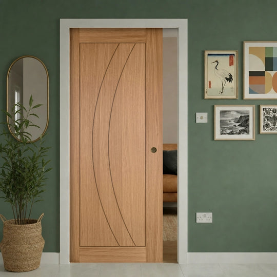 Sicily Oak Pocket Door Set Fully Finished