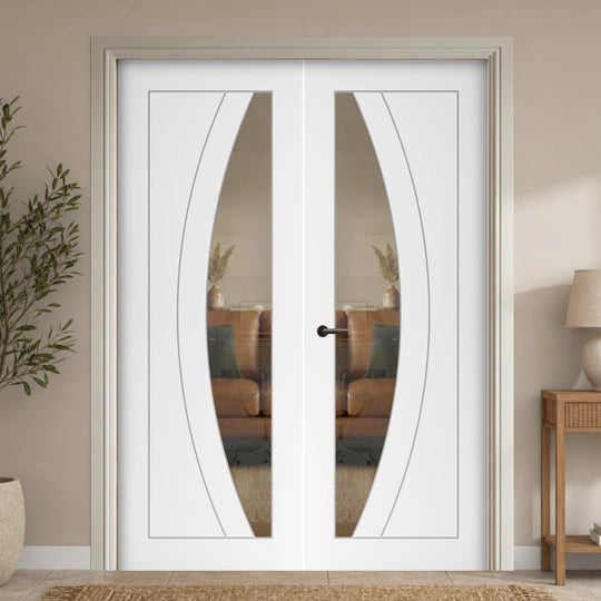 Sicily White Clear Glazed Internal Door Pair