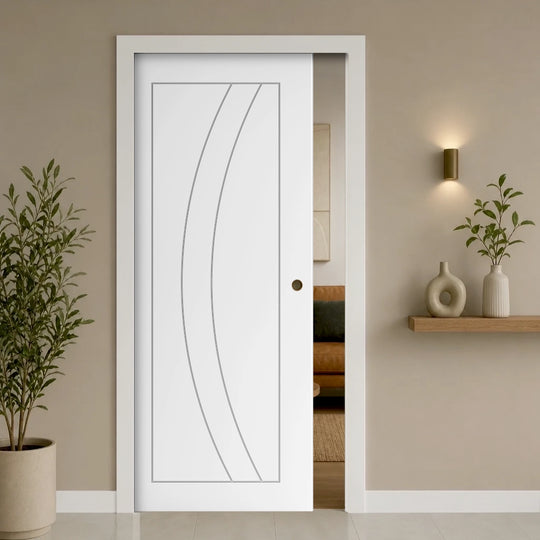 Sicily White Pocket Door Set