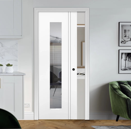 Sierra Blanco Clear Glazed Long Light Pocket Door Set