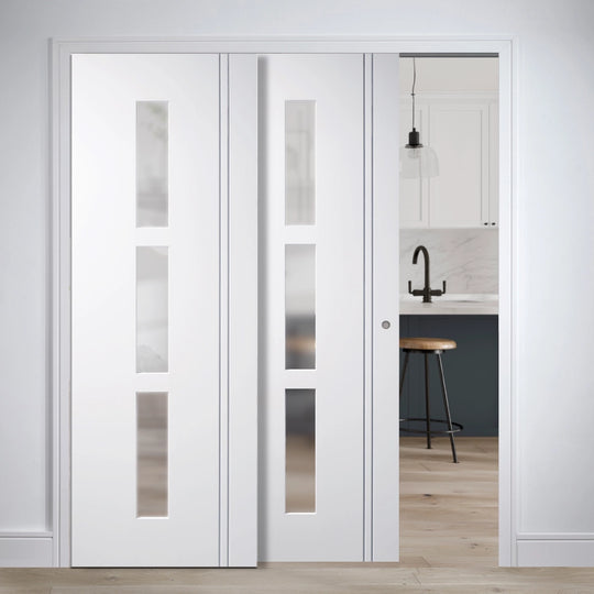 Sierra Blanco Glazed Telescopic Pocket Door System