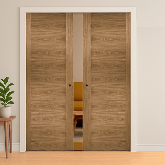 Walnut Sofia Double Pocket Door Set