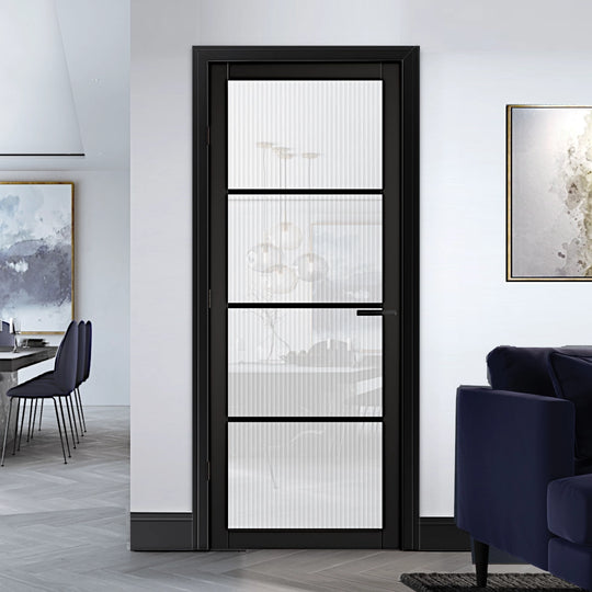 Black Soho 4L Reeded Glazed Internal Door