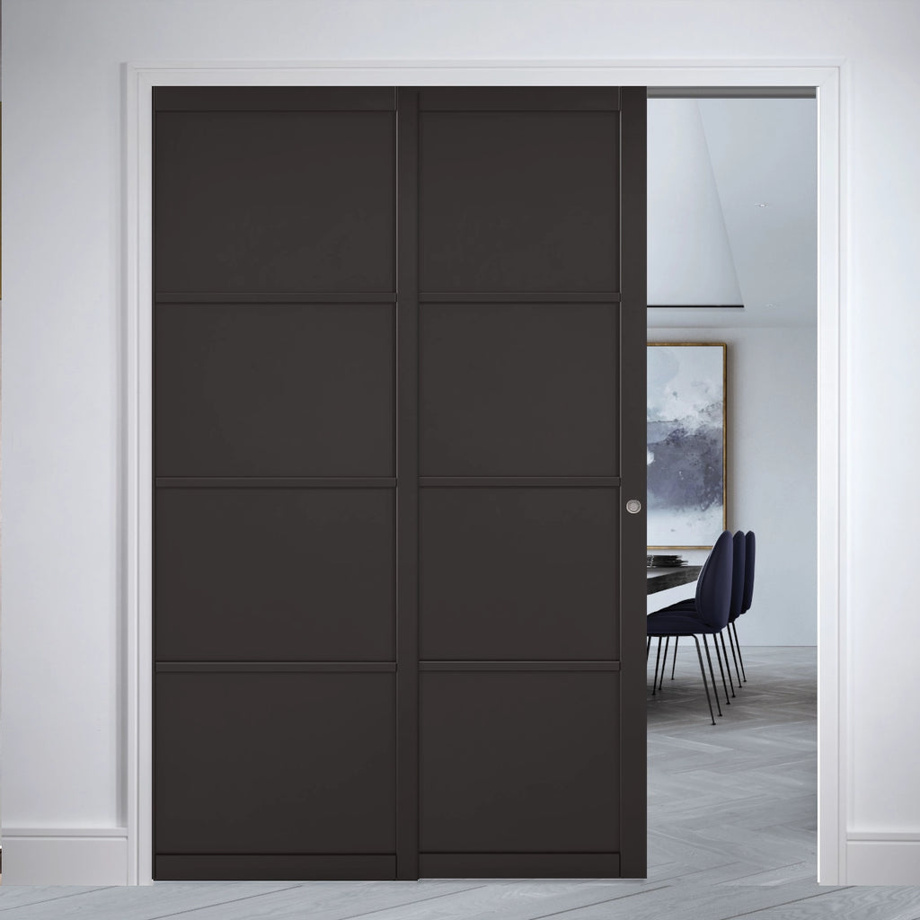 Black Soho 4 Panel Telescopic Pocket Door System – Emerald Doors