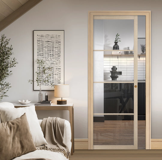 Blonde Oak Soho Clear Glazed Pocket Door System