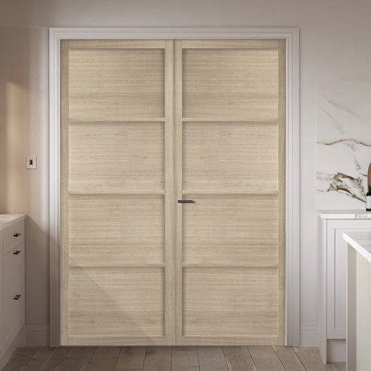 Blonde Oak Soho 4 Panel Slimline Internal Door Pair