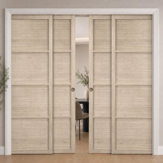 Blonde Oak Soho 4 Door Telescopic Pocket Door System