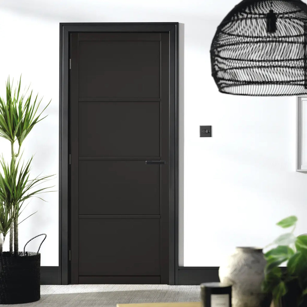Soho Black 4 Panel Interior Door Primed | Emerald Doors