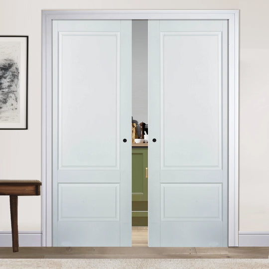 Solid White Brooklyn Double Pocket Door Set