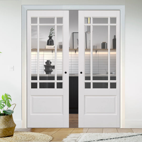 Solid White Downham Double Pocket Door Set