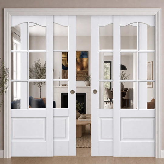 Solid White Kent 6L 4 Door Telescopic Pocket Door System