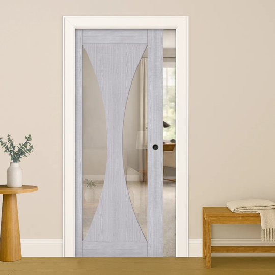 Sorrento Light Grey Glazed Pocket Door Set