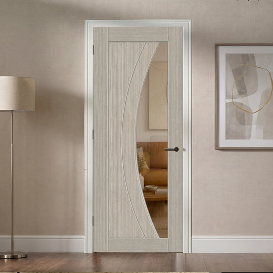 Sorrento Light Grey Laminate Clear Glazed Internal Door