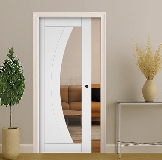 Ravello White Clear Glazed Pocket Door Set