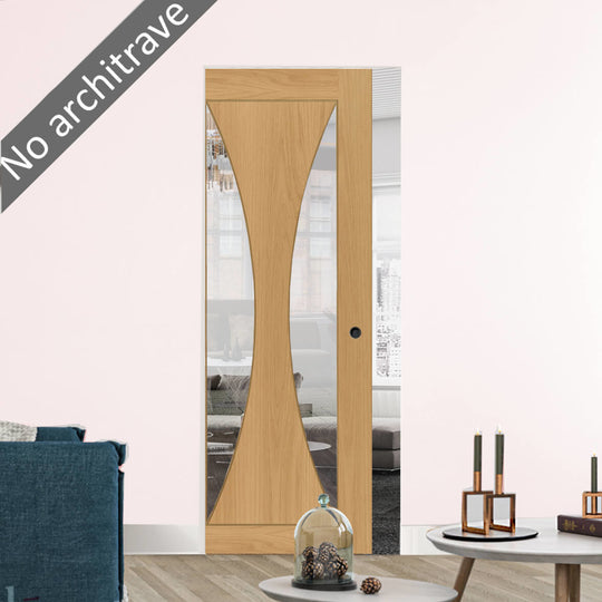 Sorrento Oak Clear Glazed Flush Pocket Door Set
