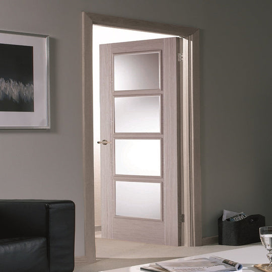 Contemporary 6006 Light Grey Glazed Fire Door