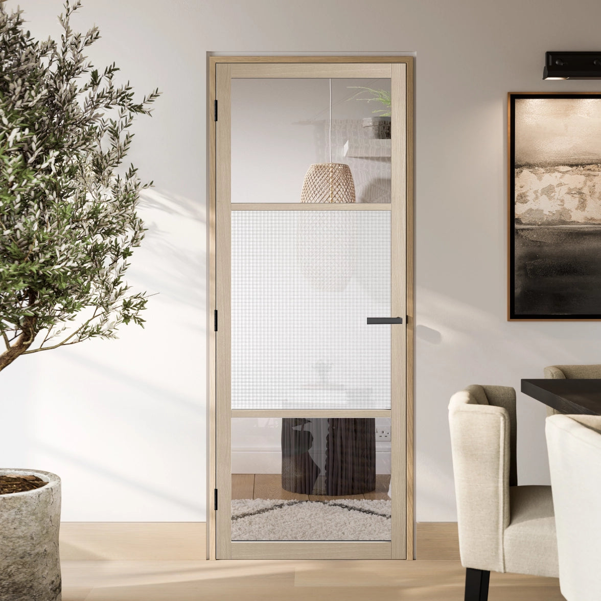 Blonde Oak Sutton Reeded Glazed Internal Door – Emerald Doors