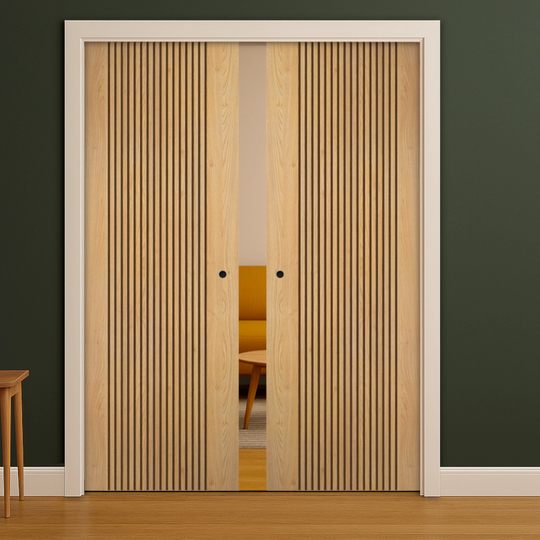 Sydney Oak Double Pocket Door Set