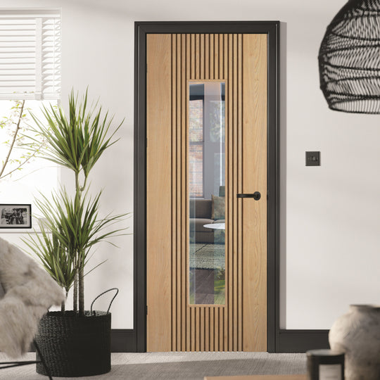 Sydney Oak Clear Glazed Internal Door Fully Finished